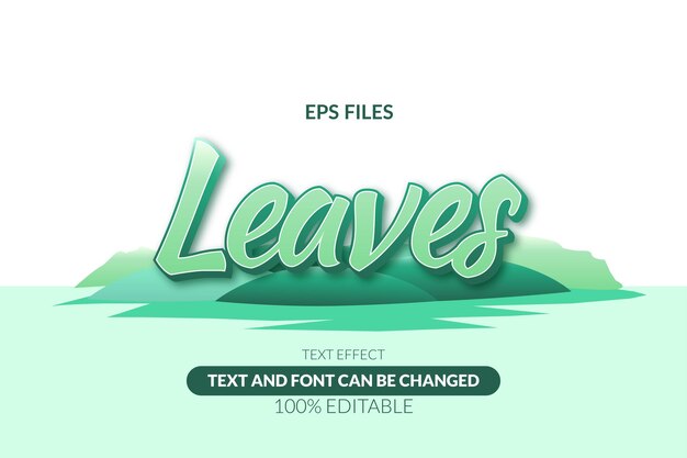 Groene bladeren bewerkbare tekst effect eps vector bestand