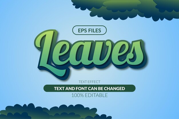 Groene bladeren bos 3d script bewerkbaar teksteffect. eps vector bestand