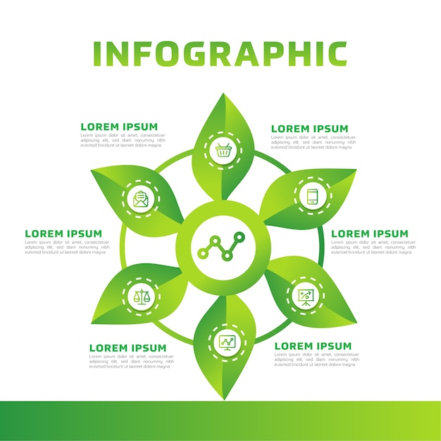 Vector groene bladeren infographic. groen bedrijfsdiagram en sjabloon.