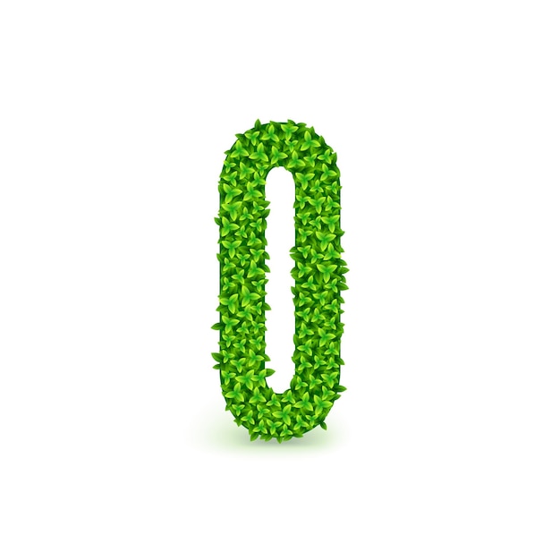 Groene bladeren lettertype. Hoofdletter O bestaande uit groene bladeren, vectorillustratie.