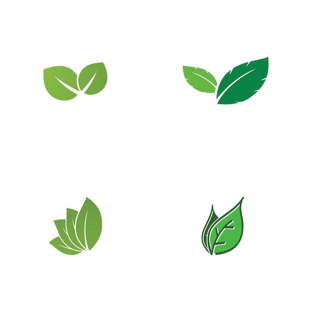 Groene bladeren logo groene blad pictogrammen instellen vector sjabloon