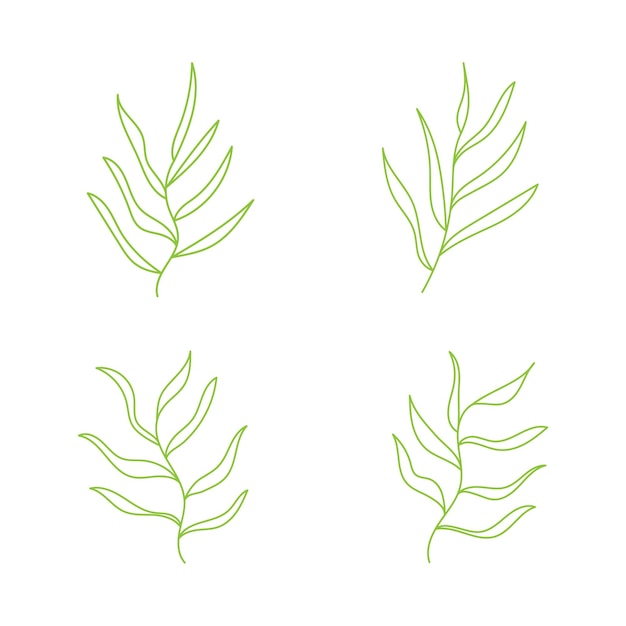 Groene bladplant met decoratieve kunst geïsoleerde vectorillustratie