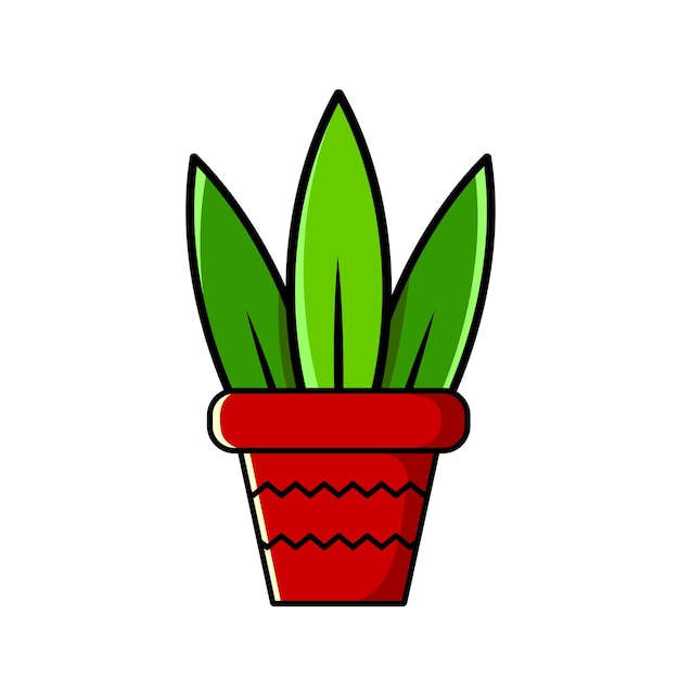 Groene bloem in een rode pot vectorillustratie in cartoonstijl