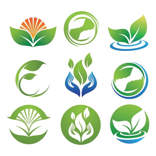 Groene boom blad ecologie logo natuur element vector