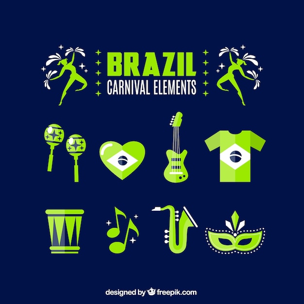 Vector groene brazilië carnaval elementen