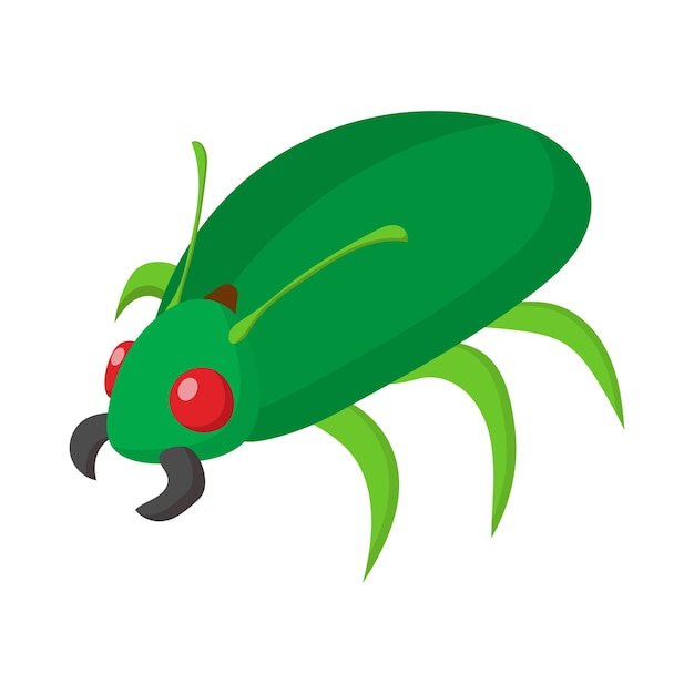 Groene bug pictogram in cartoon stijl op een witte achtergrond