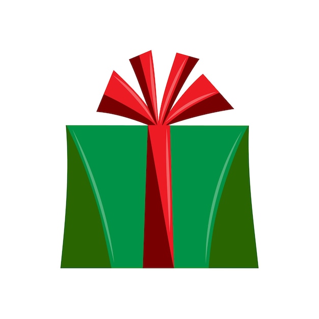 Groene cadeau doos met rode strik Vakantie verrassing doos Kerstcadeaus onder de boom Vlakke vector