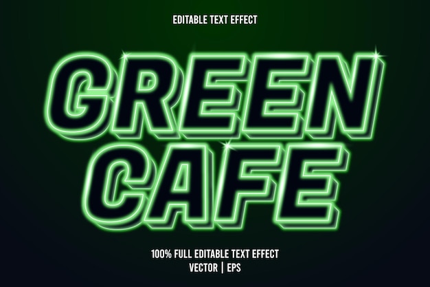 Groene café bewerkbare teksteffect neonstijl