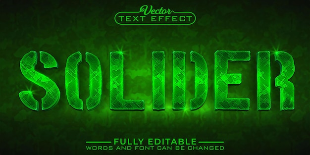 Groene Camouflage Solider Vector bewerkbare teksteffectsjabloon