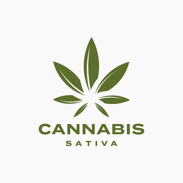 Groene cannabis sativa medische olie pictogram logo ontwerp