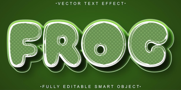 Groene Cartoon Frog Vector Volledig bewerkbaar Smart Object Text Effect