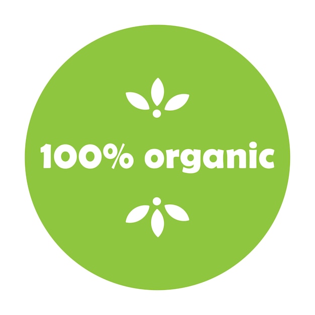 Groene cirkel met het opschrift 100 biologische Eco-verpakkingssticker gezond eten
