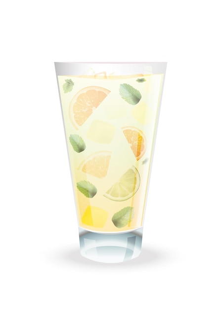 Groene citrus ijsthee in een transparant glas geïsoleerd op een witte achtergrond vector