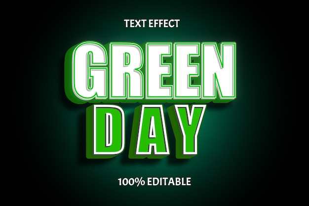 Groene dag kleur groen wit bewerkbaar teksteffect