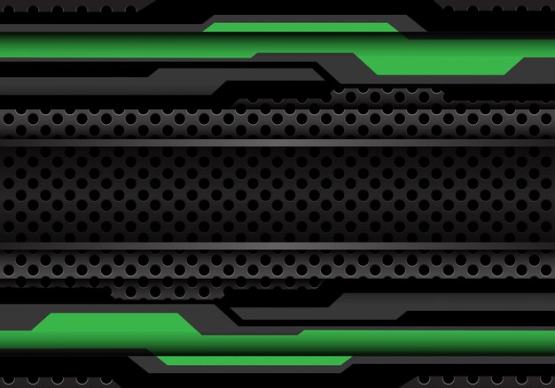 Groene donkergrijze veelhoek cyber op de achtergrond van het cirkelnetwerk.