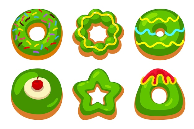 Groene donuts ingesteld.