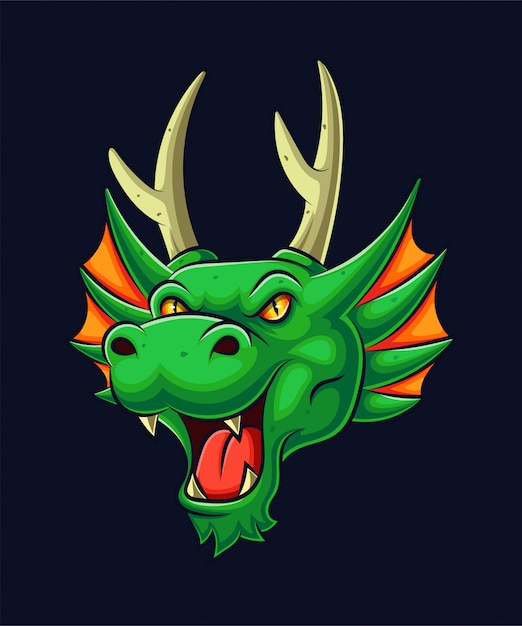 Groene draak hoofd mascotte illustratie