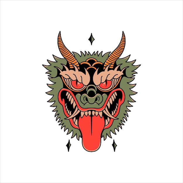 groene draak tatoeage vector ontwerp