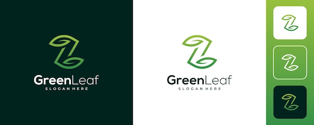 Groene eco-letters Z-logo met bladeren