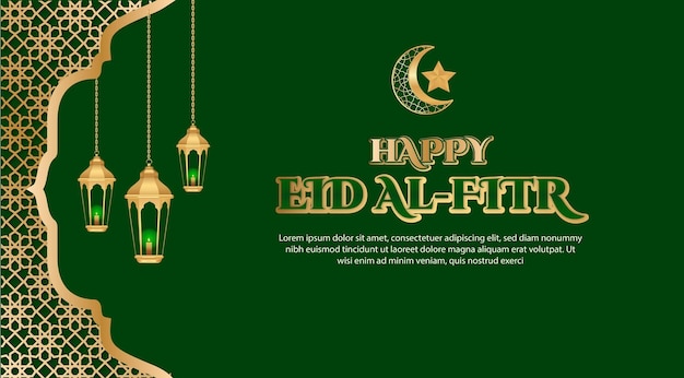 Groene Eid Al Fitr-banner horizontaal