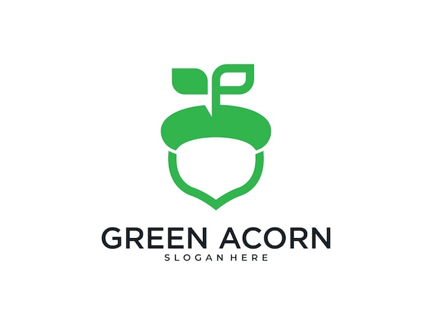 Groene eikel natuur logo ontwerp