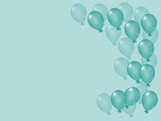 Groene elegante esthetische stijlvolle achtergronden met ballonnen en linten Vakantie decoratie