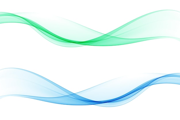 Groene en blauwe stroom van golvende lijnen abstracte golf achtergrond Set van vector golven