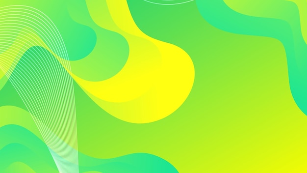 Groene en gele gradiënt vloeibare golf abstracte achtergrond