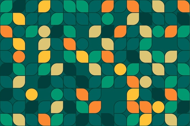 Groene en oranje contour verlaat achtergrondsamenstelling Geometrische decoratieve naadloze patronen