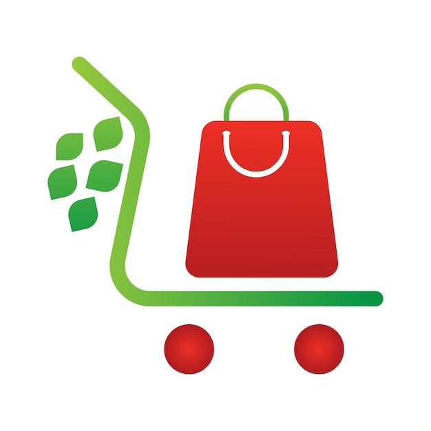Groene en rode boodschappentas logo vector