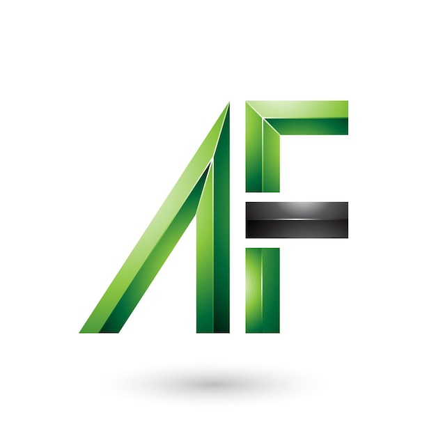 Vector groene en zwarte glanzende dubbele letters van a en f vectorillustratie