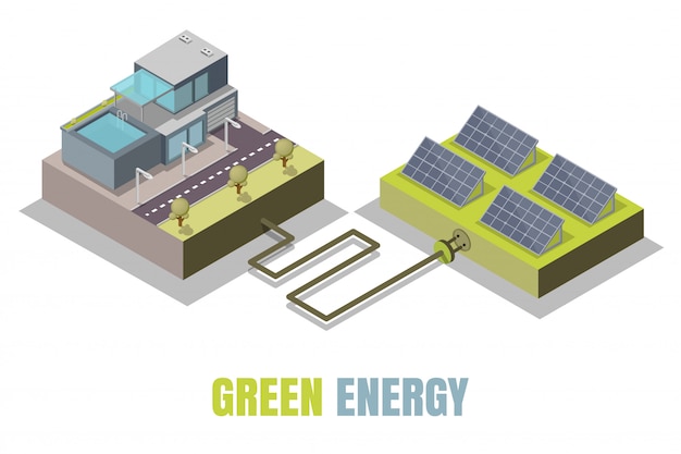 Groene energie concept isometrische illustratie