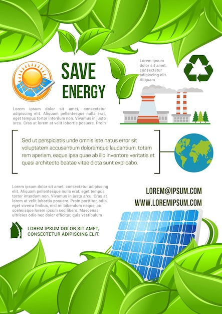 Vector groene energie en natuur ecologie vector poster