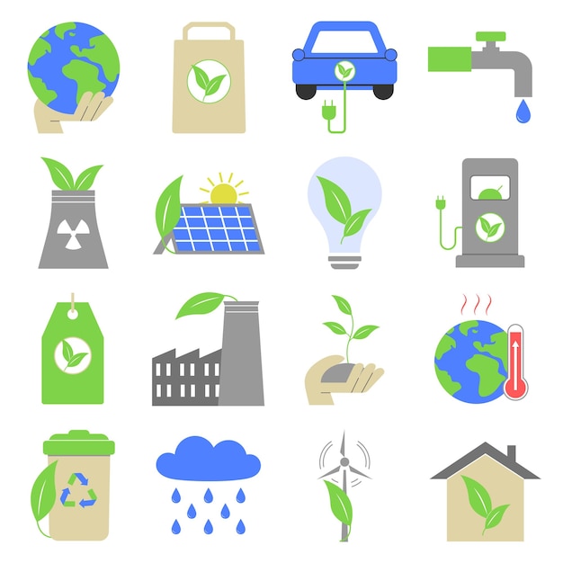 Groene energie icoon set 1