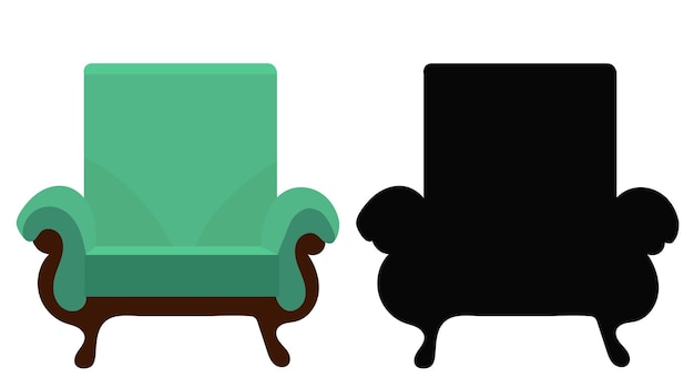 Vector groene fauteuil in vlakke stijl vector