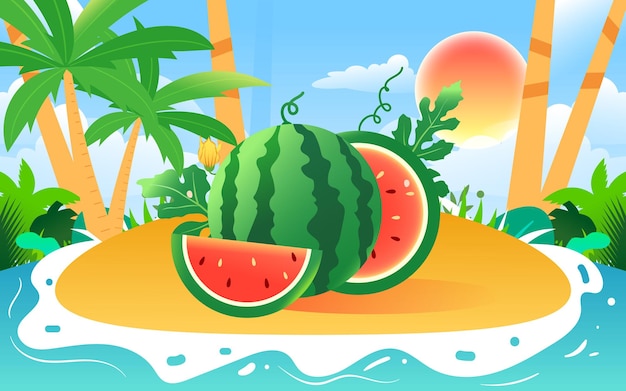 Groene fruitwatermeloen om de hitte in de zomer te verlichten heerlijk eten voor het geweldige zomerfestival