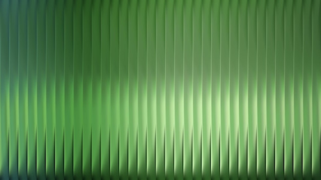 Groene geribde glazen achtergrond met verticaal patroon en abstracte golfgradiënt metalen riettextuur