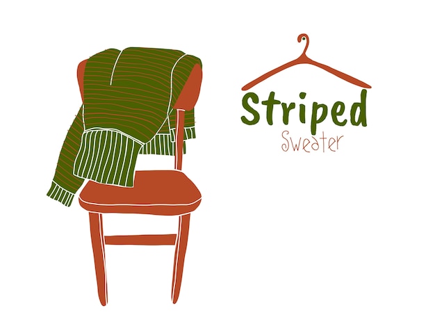 Vector groene gestreepte trui op de bruine stoel
