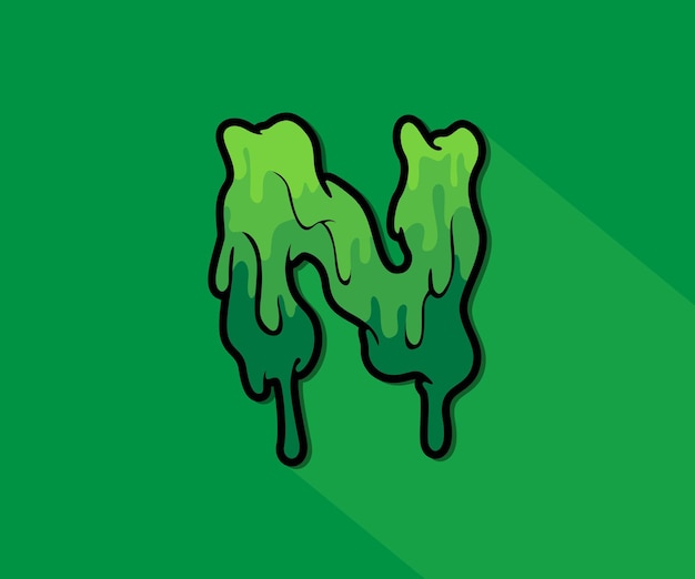 Groene grime Letter N Halloween alfabet lettertype