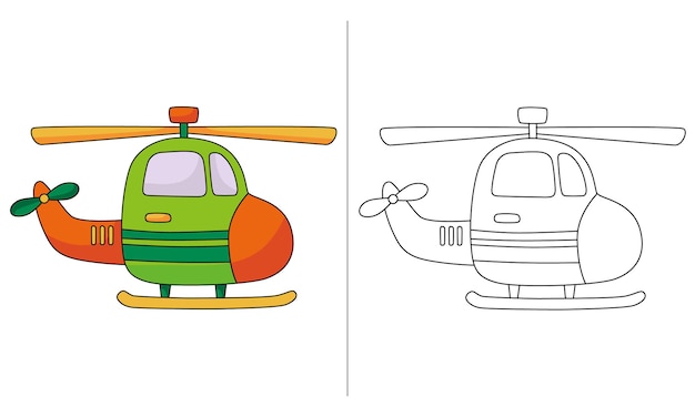 Vector groene helikopter kleurplaat voor kinderactiviteiten