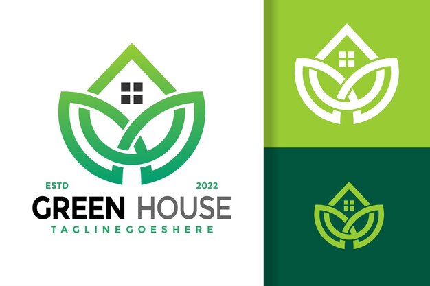 Groene Huis Logo Ontwerp Vector Illustratie Template