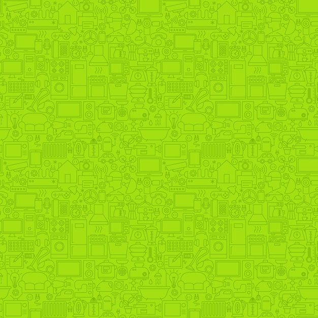 Groene huishoudelijke naadloze lijnpatroon. vectorillustratie van overzicht achtergrond.