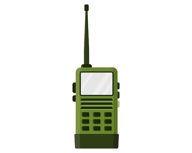 Vector groene kaki militaire draagbare radiozender of walkie talkie.