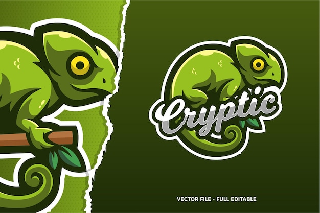 Groene kameleon e-sports game logo sjabloon