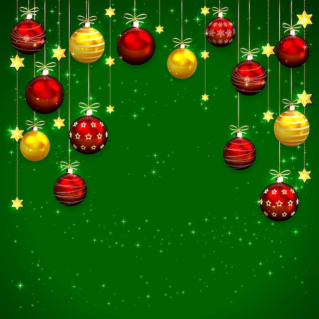 Groene Kerst achtergrond met ballen