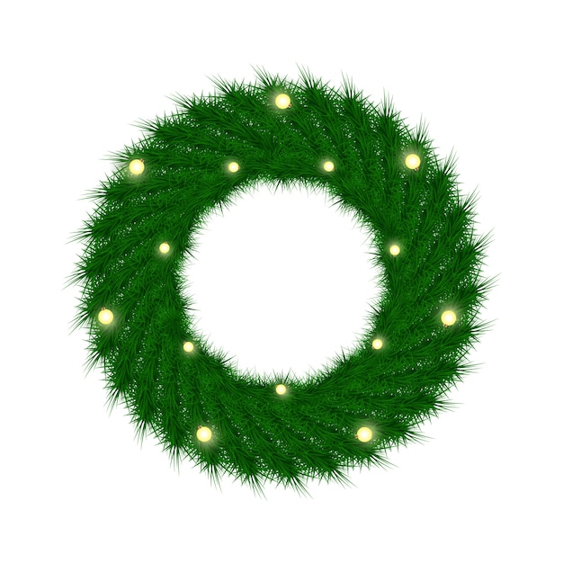 Groene kerstkrans met gloeilampjes