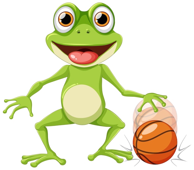 Groene kikker die basketbal speelt