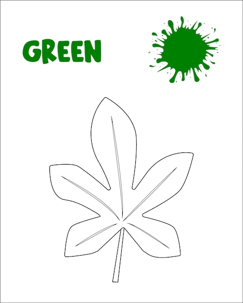 Groene kleur, blad kleurplaat