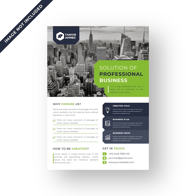 Groene kleur corporate flyer ontwerpsjabloon vector