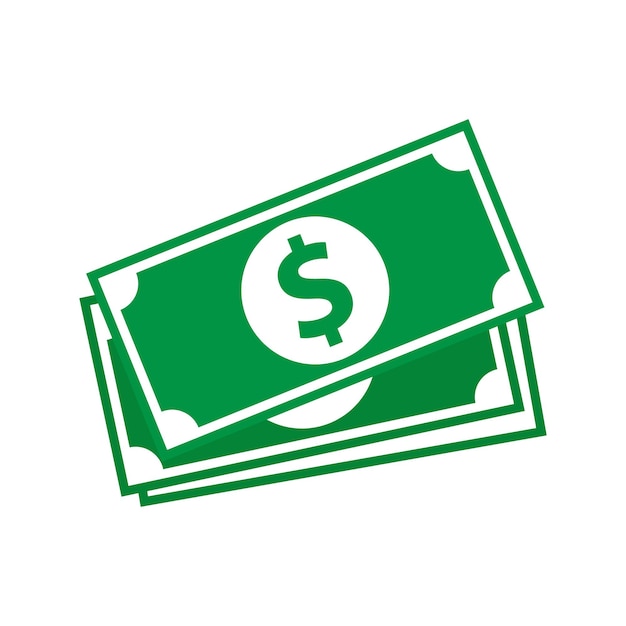 Groene kleur dollar valuta bankbiljet pictogram Cash pictogram Dollarbiljet platte vectorillustratie